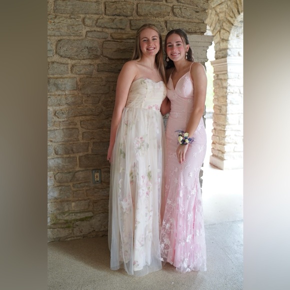 Blush Pink Mermaid Lace Prom Dress - Picture 2 of 5